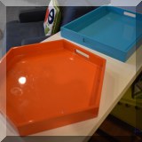 D34. Brightly colored decorative trays. 